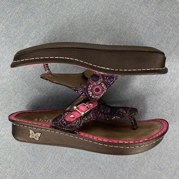 Alegria Vanessa Spiro Purple Geometric Shapes Leather Sandals size 8 - Picture 4 of 10